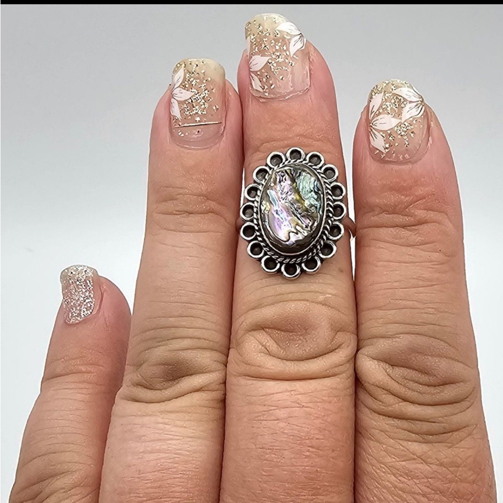 Vintage Sterling Silver Mexico Abalone Ring